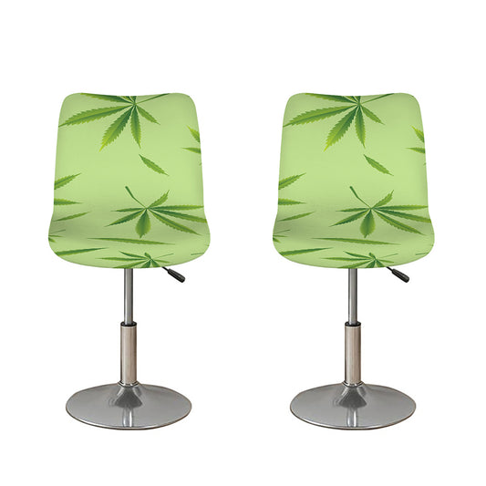 Green Hemp Leaves Pattern Print Bar Stool Covers
