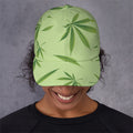 Green Hemp Leaves Pattern Print Baseball Cap