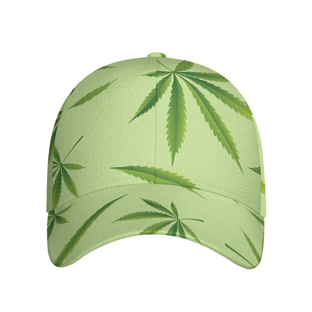 Green Hemp Leaves Pattern Print Baseball Cap