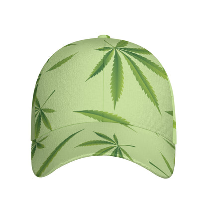 Green Hemp Leaves Pattern Print Baseball Cap