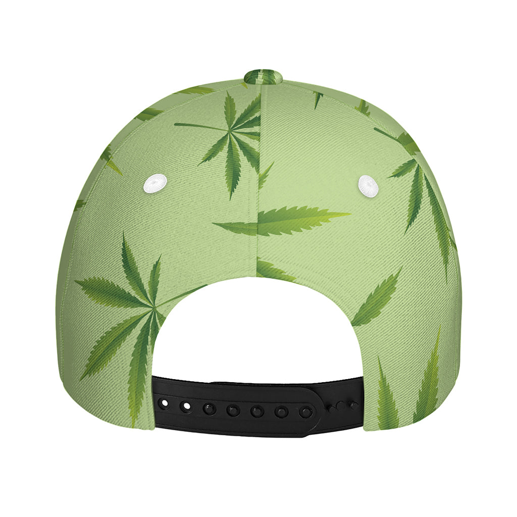Green Hemp Leaves Pattern Print Baseball Cap
