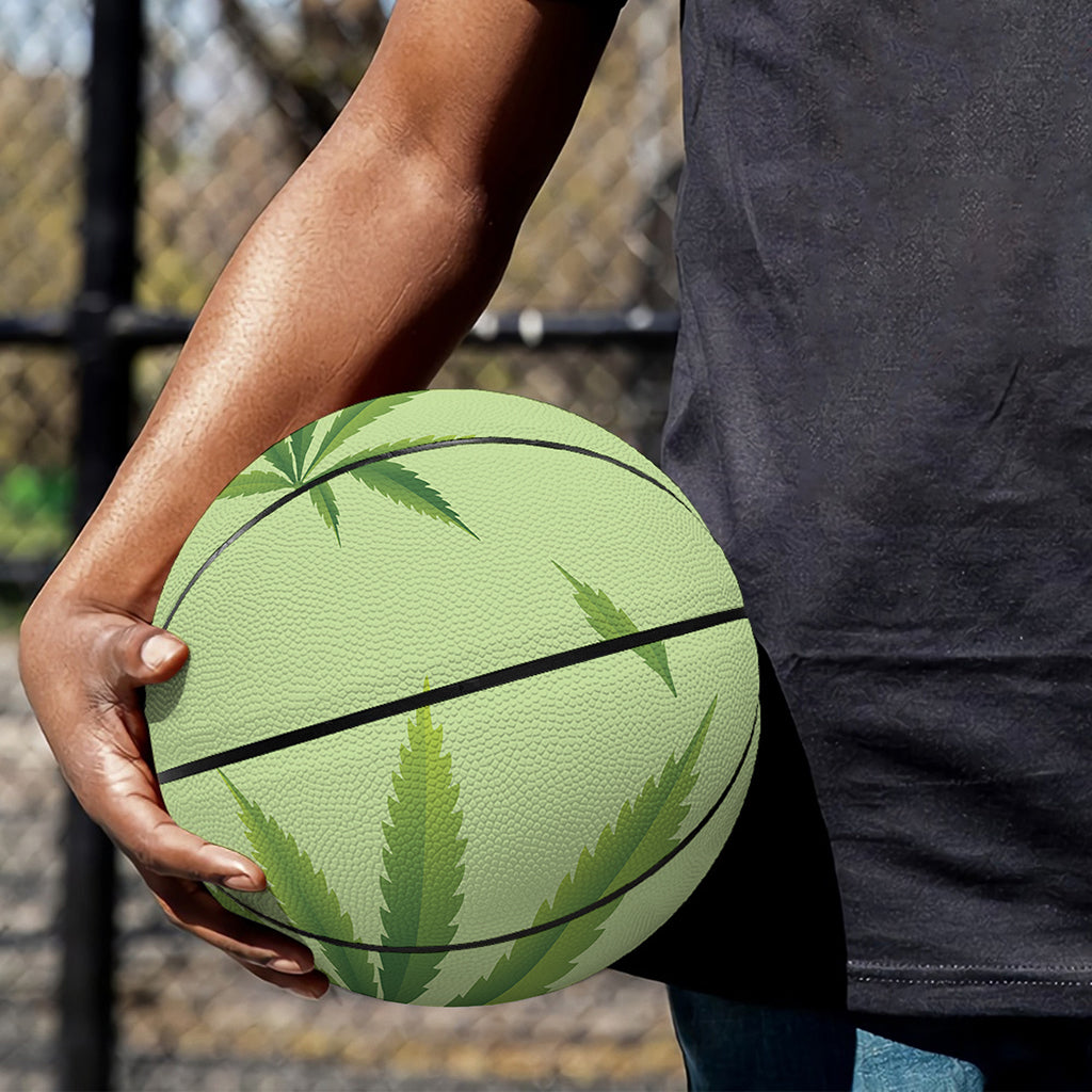Green Hemp Leaves Pattern Print Basketball
