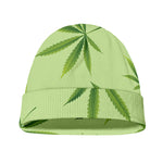 Green Hemp Leaves Pattern Print Beanie