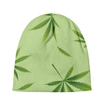 Green Hemp Leaves Pattern Print Beanie