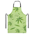 Green Hemp Leaves Pattern Print Bib Apron With Pocket