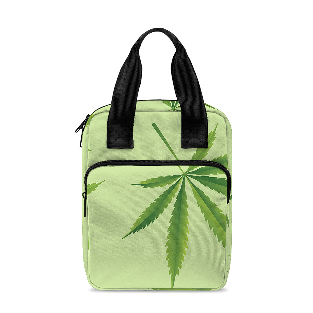 Green Hemp Leaves Pattern Print Bible Tote Bag