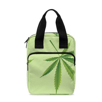 Green Hemp Leaves Pattern Print Bible Tote Bag
