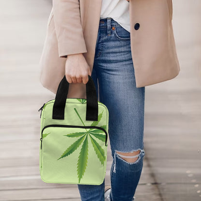 Green Hemp Leaves Pattern Print Bible Tote Bag