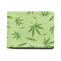 Green Hemp Leaves Pattern Print Bifold Wallet