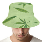 Green Hemp Leaves Pattern Print Bucket Hat