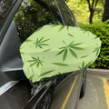 Green Hemp Leaves Pattern Print Car Side Mirror Covers