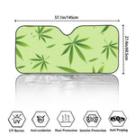 Green Hemp Leaves Pattern Print Car Windshield Sun Shade