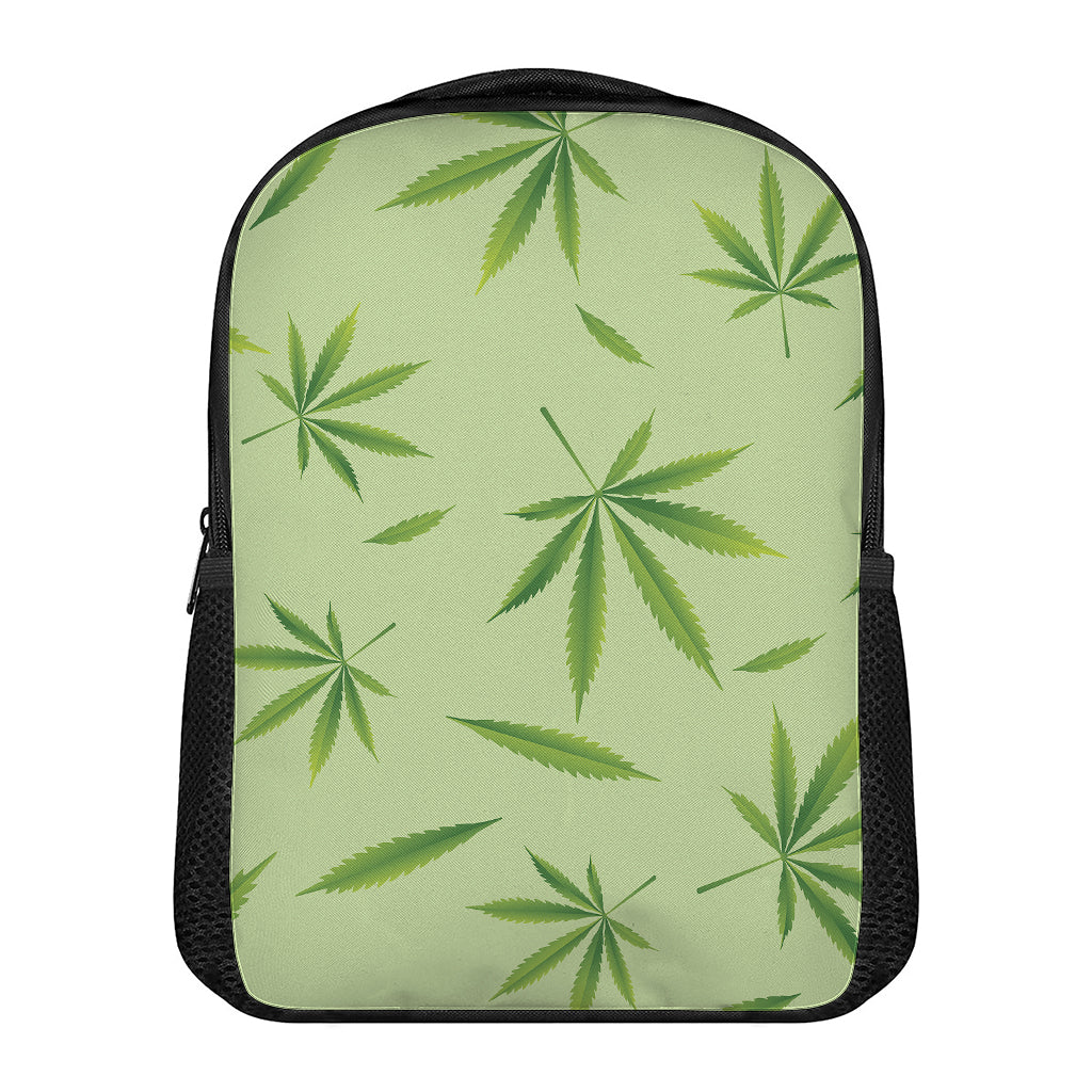 Green Hemp Leaves Pattern Print Casual Backpack
