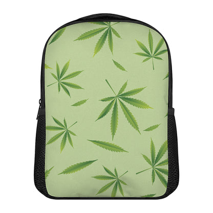Green Hemp Leaves Pattern Print Casual Backpack