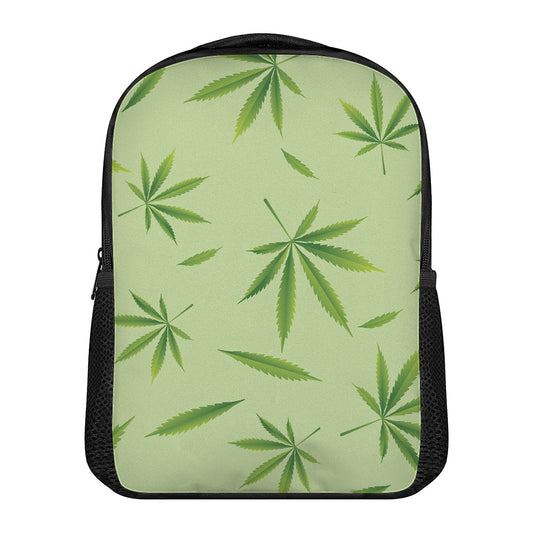 Green Hemp Leaves Pattern Print Casual Backpack