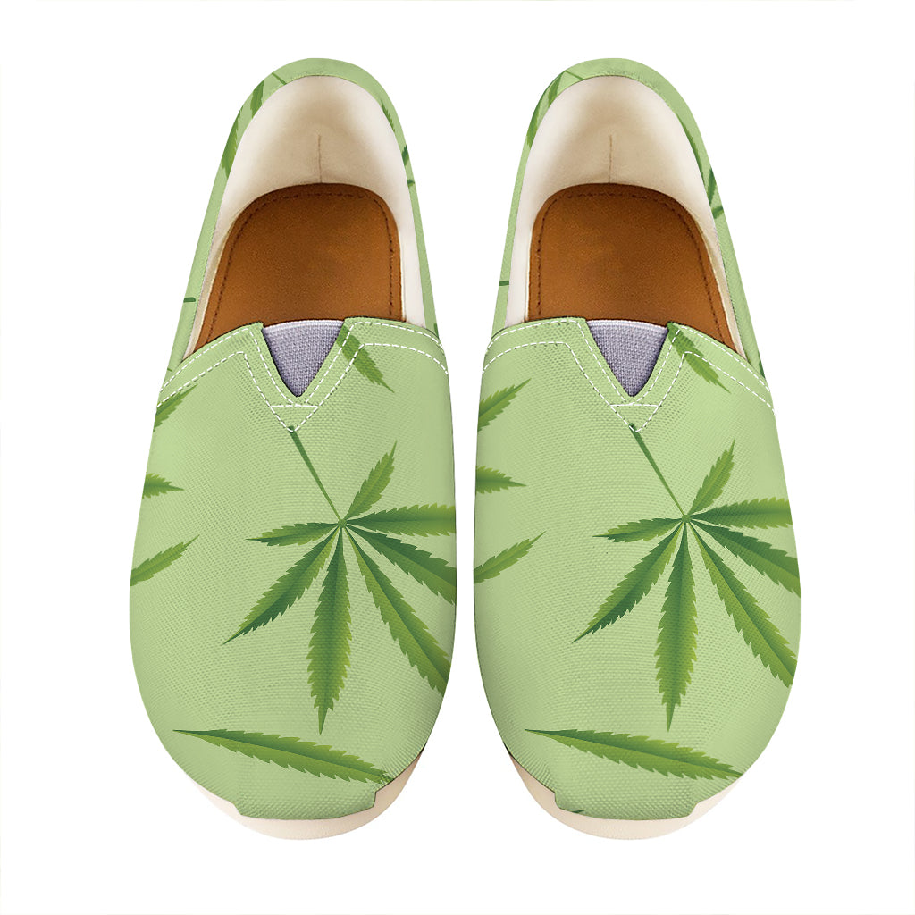 Green Hemp Leaves Pattern Print Casual Shoes