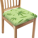 Green Hemp Leaves Pattern Print Chair Cushion Cover
