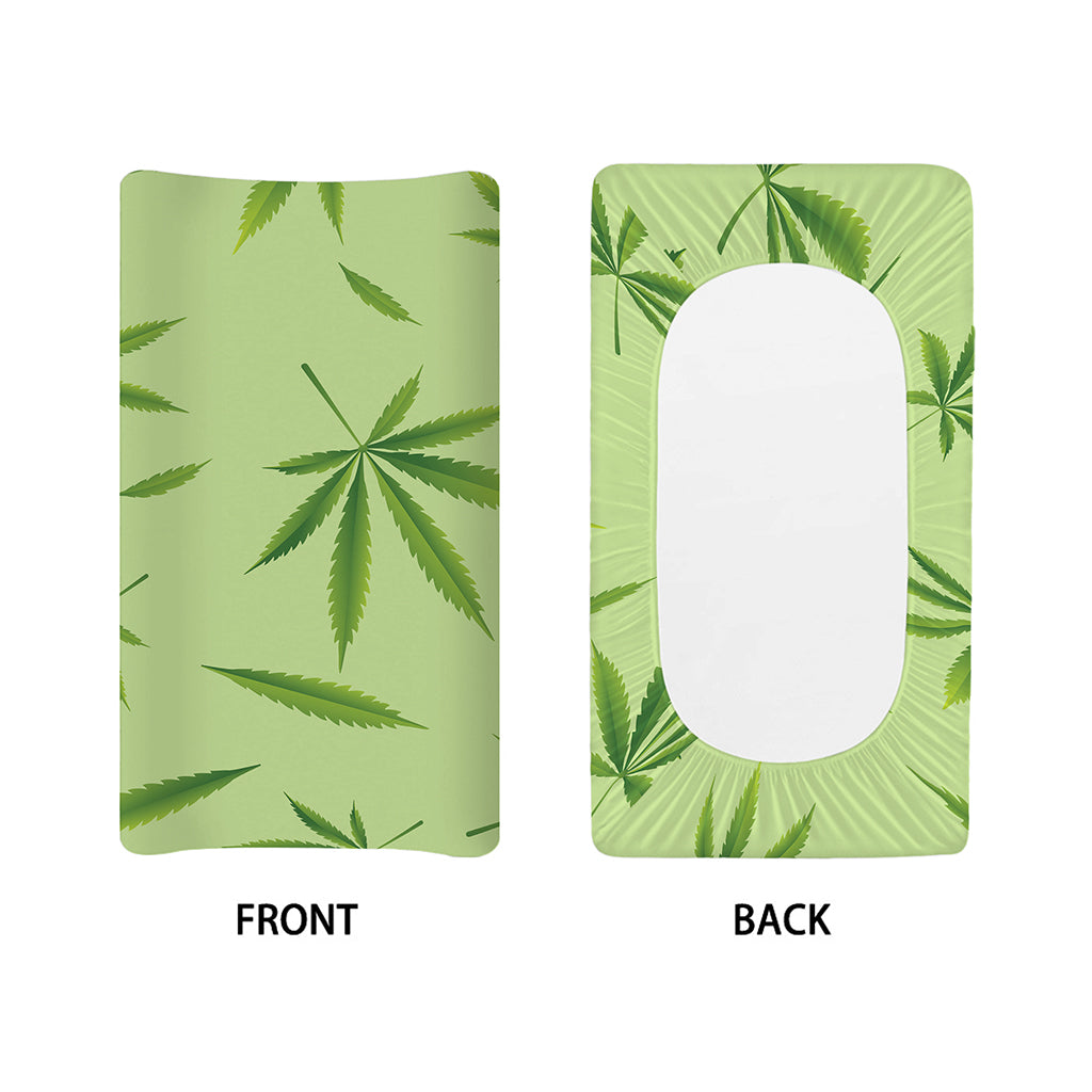 Green Hemp Leaves Pattern Print Changing Pad Cover