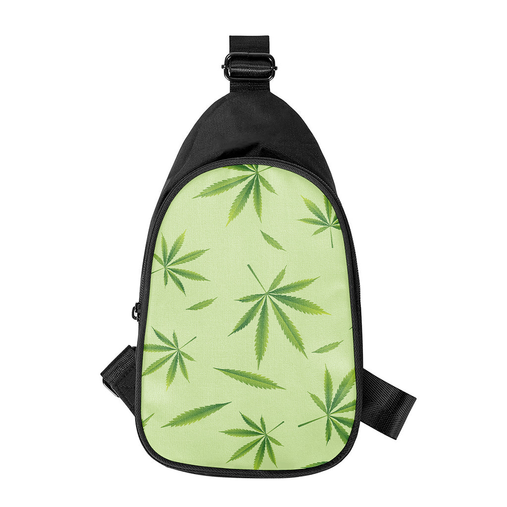 Green Hemp Leaves Pattern Print Chest Bag