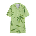 Green Hemp Leaves Pattern Print Cotton Hawaiian Shirt