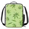 Green Hemp Leaves Pattern Print Crossbody Lunch Bag