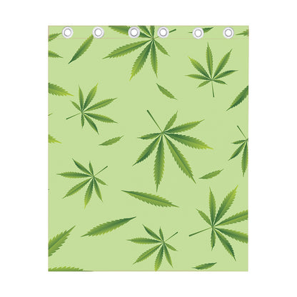 Green Hemp Leaves Pattern Print Curtain