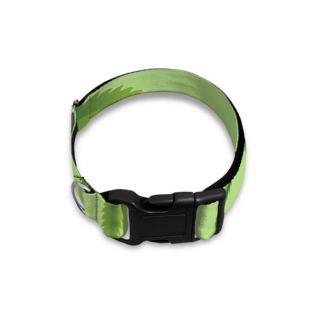 Green Hemp Leaves Pattern Print Dog Collar