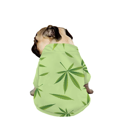 Green Hemp Leaves Pattern Print Dog Zip Up Jacket