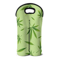 Green Hemp Leaves Pattern Print Double Neoprene Wine Tote