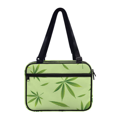 Green Hemp Leaves Pattern Print Double Strap Bible Bag