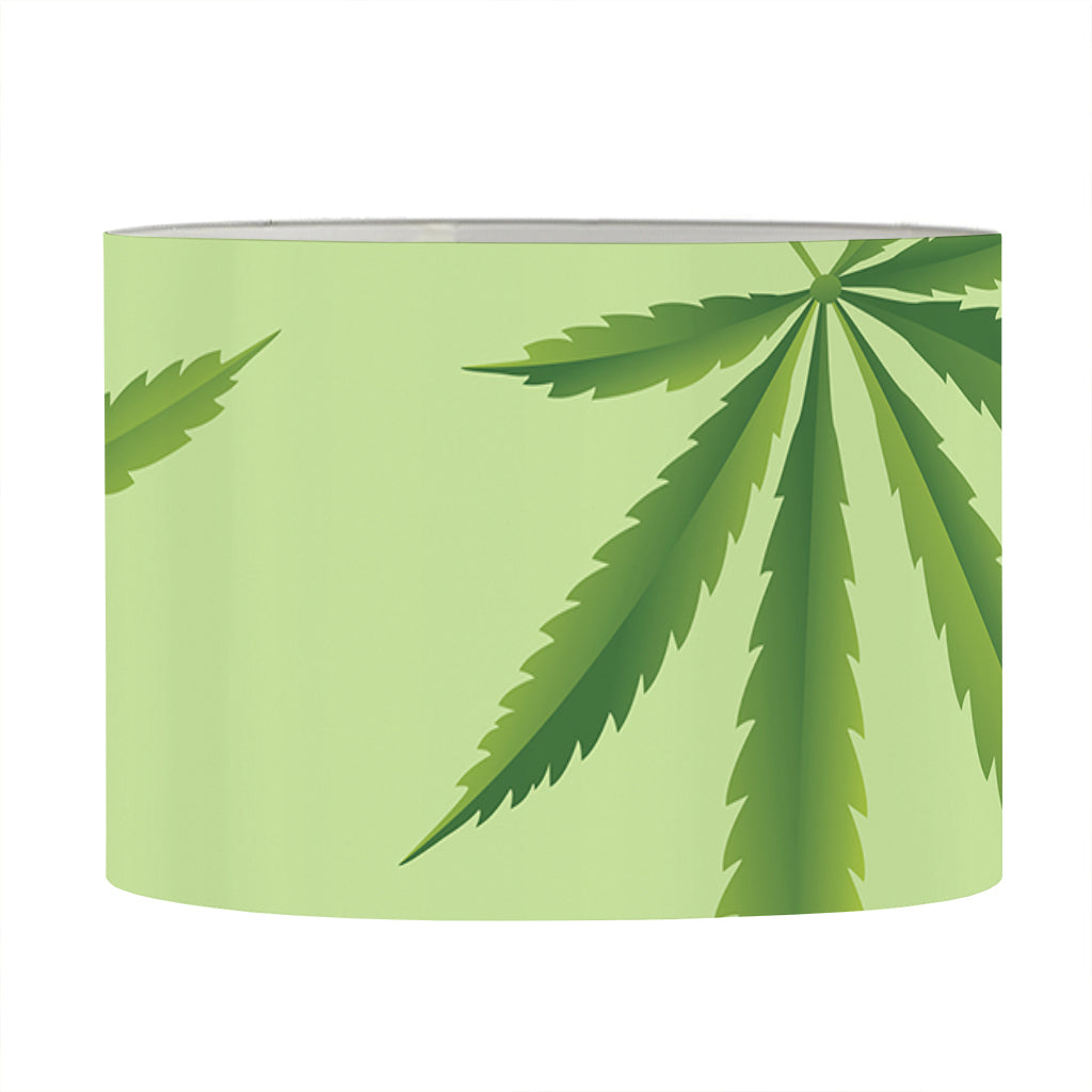 Green Hemp Leaves Pattern Print Drum Lamp Shade