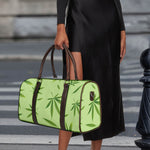 Green Hemp Leaves Pattern Print Duffle Bag