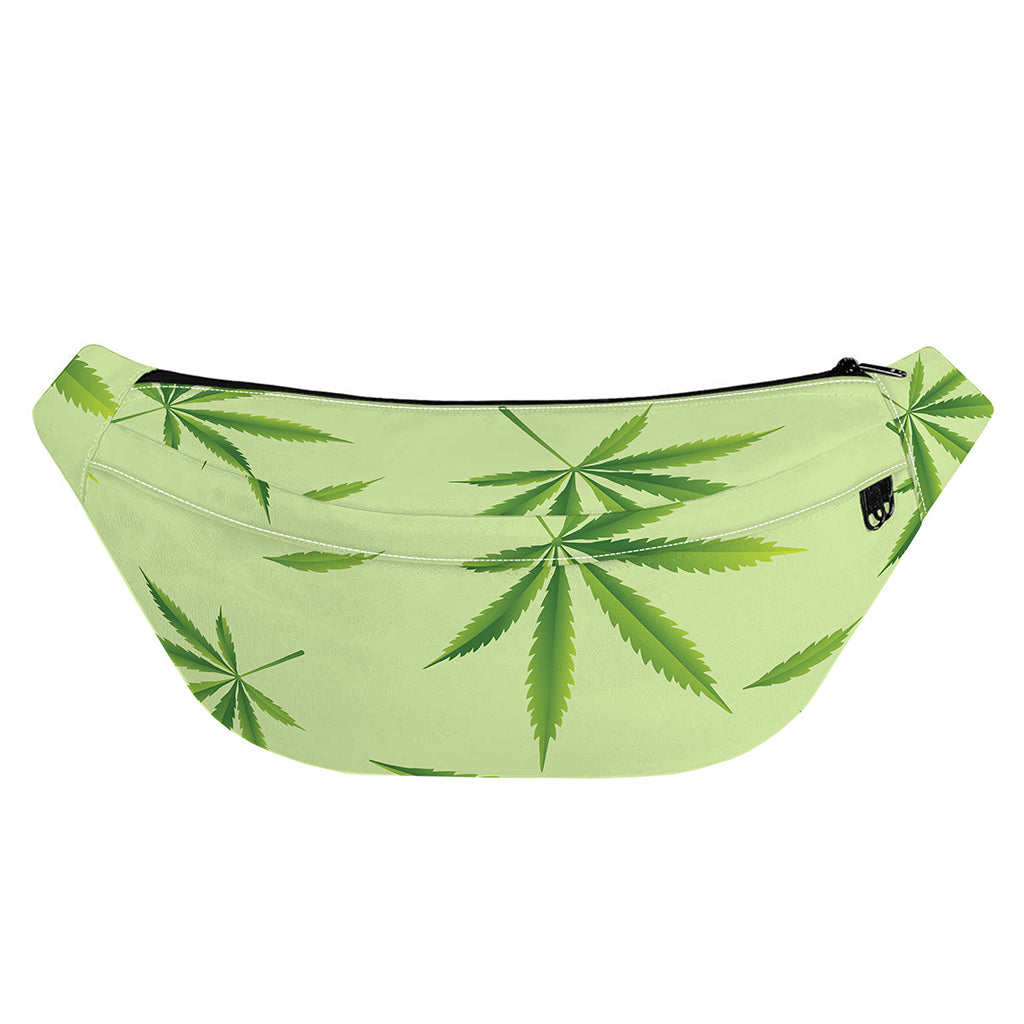 Green Hemp Leaves Pattern Print Fanny Pack