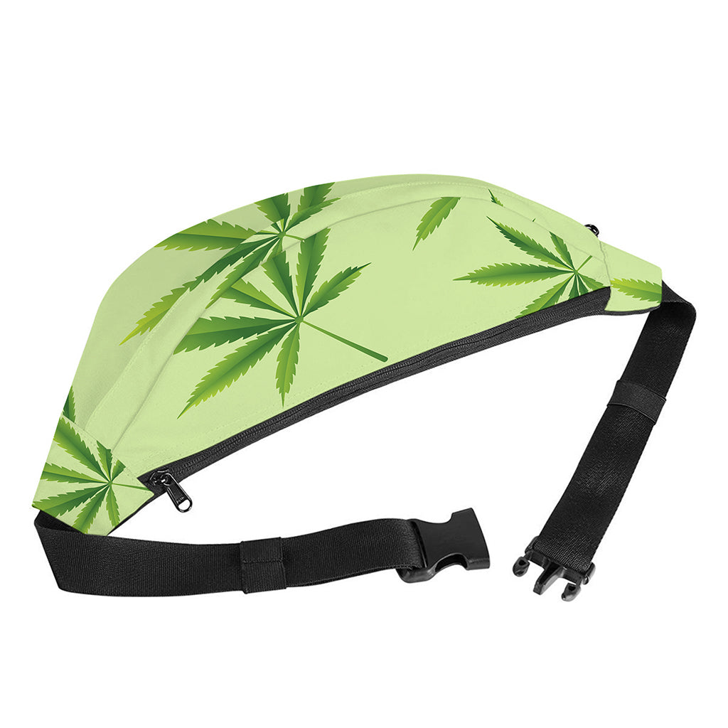 Green Hemp Leaves Pattern Print Fanny Pack
