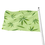 Green Hemp Leaves Pattern Print Flag