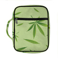 Green Hemp Leaves Pattern Print Front Pocket Bible Bag