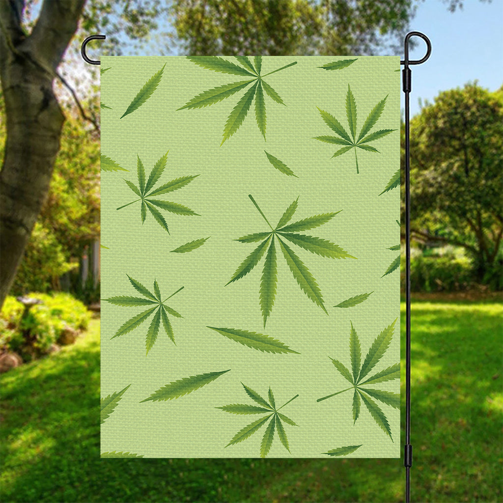 Green Hemp Leaves Pattern Print Garden Flag