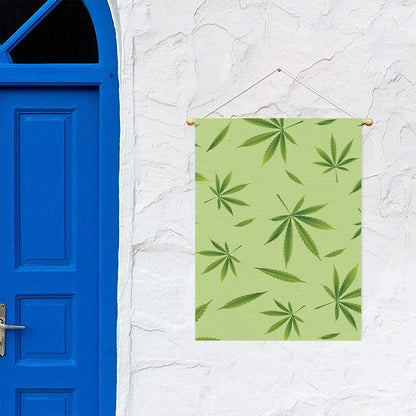 Green Hemp Leaves Pattern Print Garden Flag