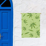 Green Hemp Leaves Pattern Print Garden Flag