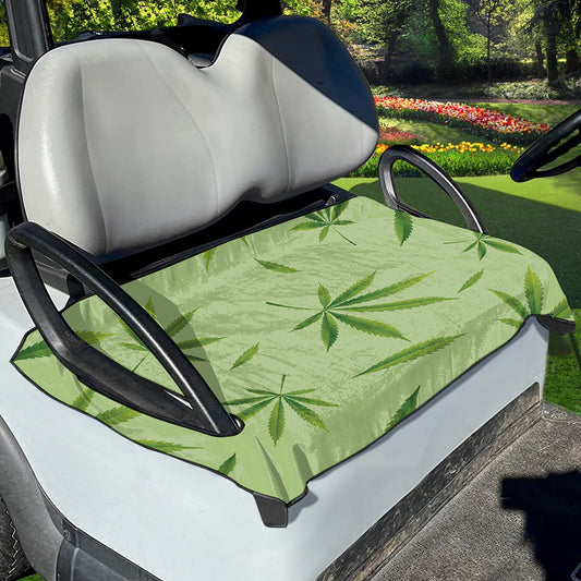Green Hemp Leaves Pattern Print Golf Cart Seat Cover