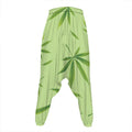 Green Hemp Leaves Pattern Print Hammer Pants