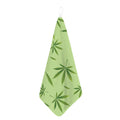Green Hemp Leaves Pattern Print Hand Towel