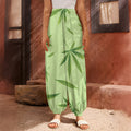 Green Hemp Leaves Pattern Print Harem Pants