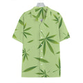 Green Hemp Leaves Pattern Print Hawaiian Shirt