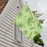 Green Hemp Leaves Pattern Print House Flag