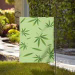 Green Hemp Leaves Pattern Print House Flag