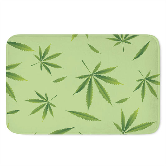 Green Hemp Leaves Pattern Print Indoor Door Mat