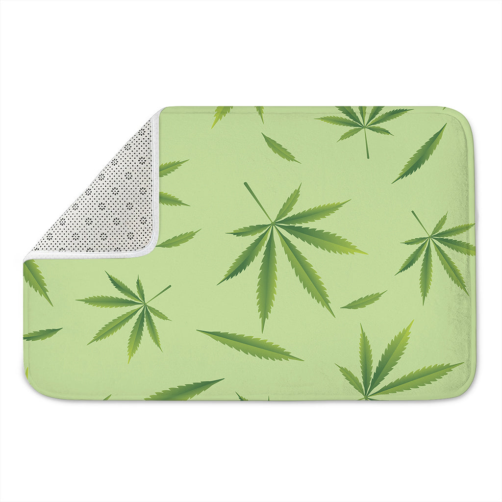 Green Hemp Leaves Pattern Print Indoor Door Mat