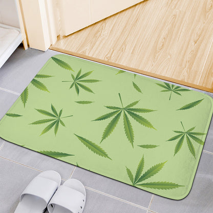 Green Hemp Leaves Pattern Print Indoor Door Mat