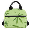 Green Hemp Leaves Pattern Print Insulated Lunch Bag